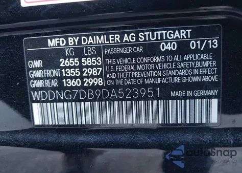 2013 Mercedes-Benz S 550 из США, поврежденный, VIN WDDNG7DB9DA523951